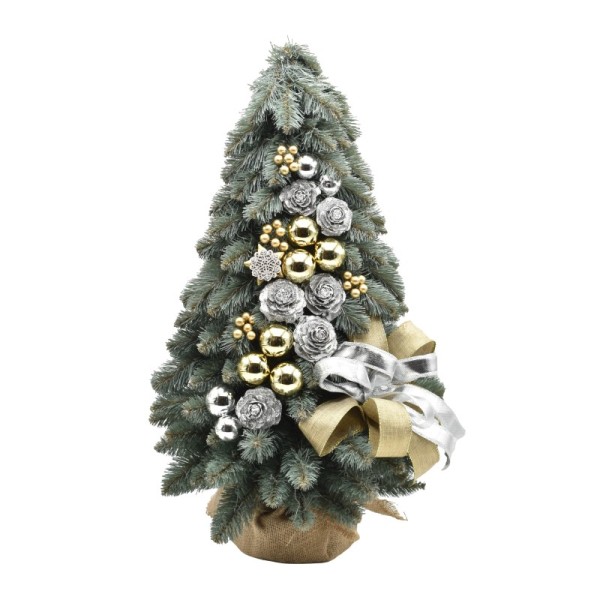 Choinka stożkowa dekorowana srebrzysta 60 cm GOLDEN FROST