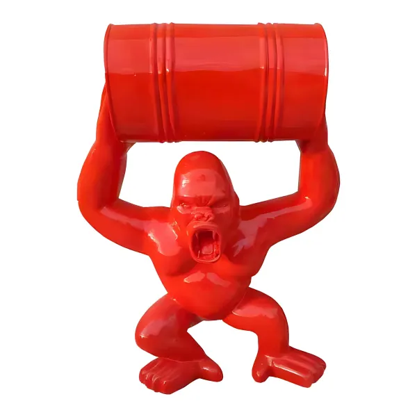 Figura dekoracyjna Goryl z beczką H: 100cm z żywicy