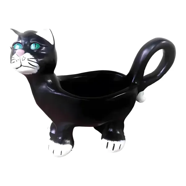 Figura dekoracyjna Kot z donicą H: 35cm z żywicy