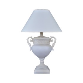 Biała lampa w kształcie starożytnej amfory, H: 0,8m - zdjęcie 1