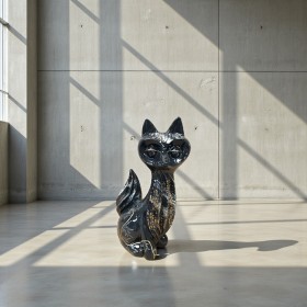 Figura Lis Pop-Art Gold Splash czarno-złota wysoki połysk żywica H: 60cm - zdjęcie 3