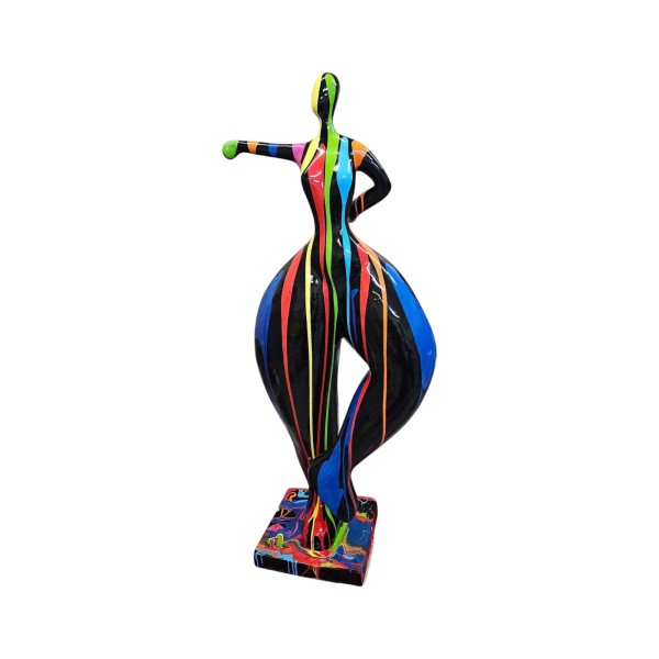 Figura Balerina Pop-Art Drip Stripe Multikolor NANA wysoki połysk żywica H: 120cm