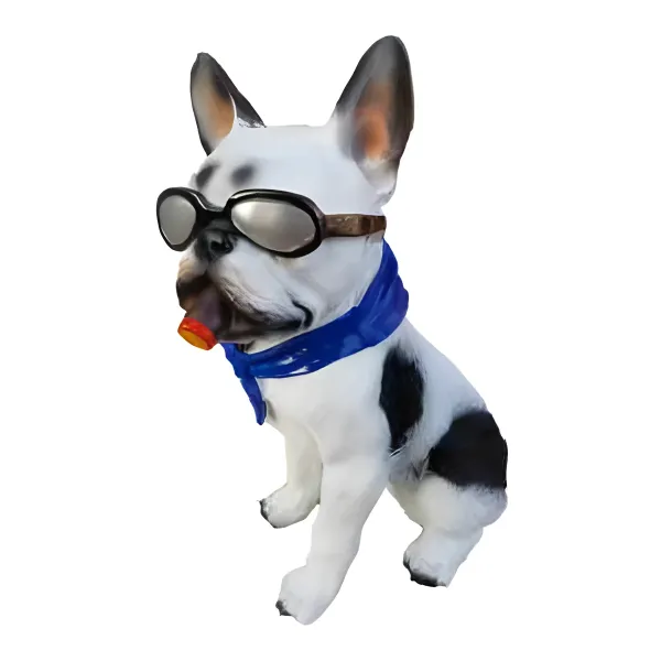 Figura dekoracyjna Pies buldog francuski z okularami H: 25cm z żywicy
