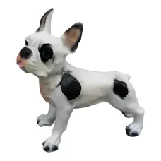 Figura dekoracyjna Pies buldog francuski biało-czarny H: 24cm z żywicy