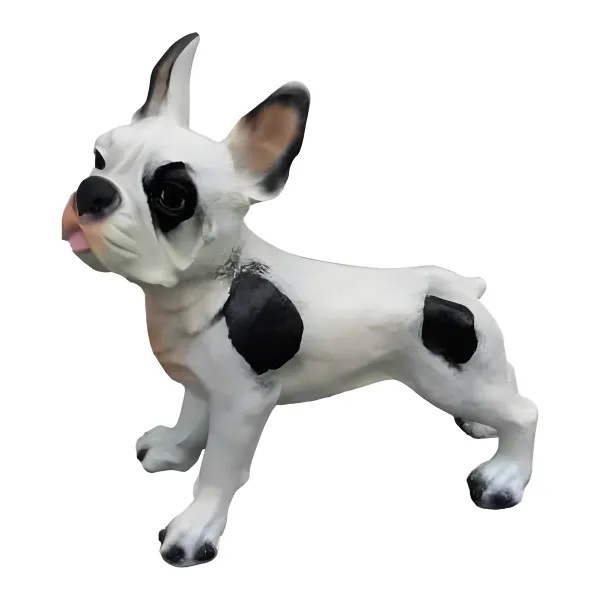 Figura dekoracyjna Pies buldog francuski biało-czarny H: 24cm z żywicy