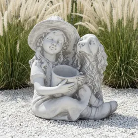Figura ogrodowa Dziewczyna z psem H: 44cm betonowa - zdjęcie 1
