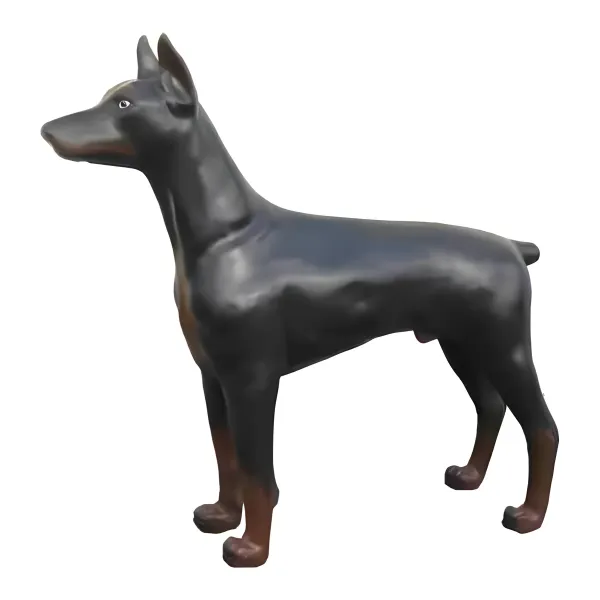Figura dekoracyjna Pies doberman stojący wym. 70×90cm z żywicy