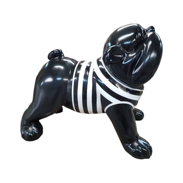 Figura Buldog Angielski Pop-Art Op-Art Modern Black & White czarno-biała wysoki połysk żywica H: 80cm