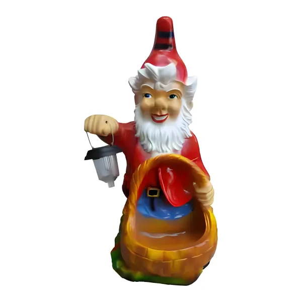 Figura dekoracyjna Krasnal z latarnią i koszem H: 75cm z żywicy