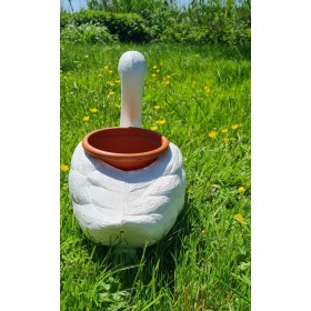 Figura ozdobna ŁABĘDŹ PŁYWAJĄCY Donica brązowa H: 27cm ogrodowa - zdjęcie 3