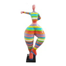 Figura dekoracyjna Kobieta w paski H: 132cm z żywicy