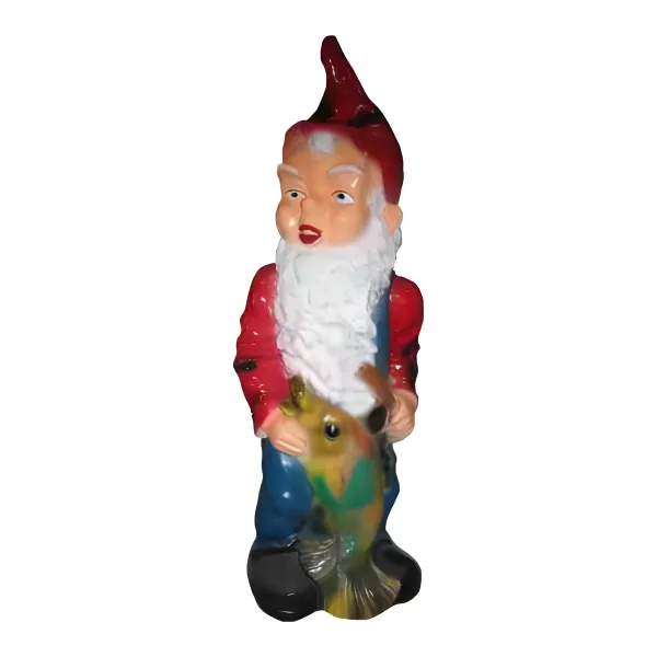 Figura dekoracyjna Krasnal z rybą H: 75cm z żywicy