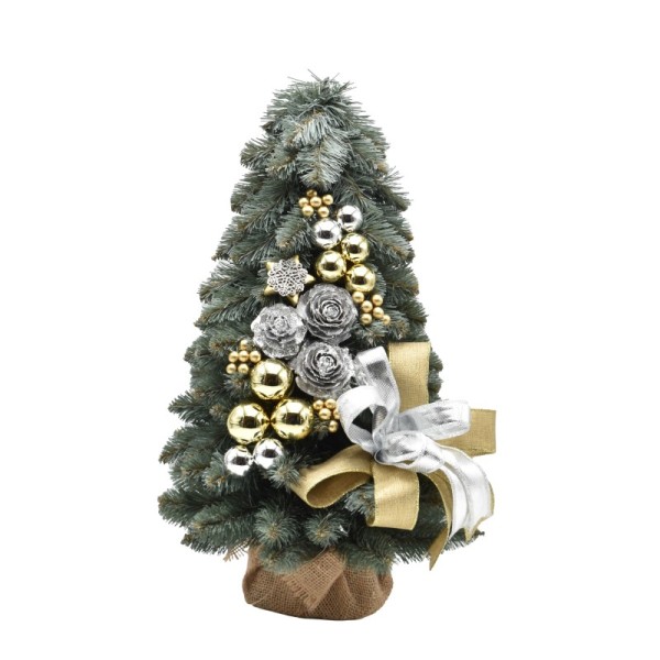 Choinka stożkowa dekorowana srebrzysta 50 cm GOLDEN FROST