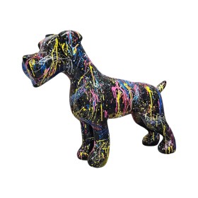 Figura Terier Pop-Art Drip Art Neon Splash czarno-wielokolorowa wysoki połysk żywica - zdjęcie 1