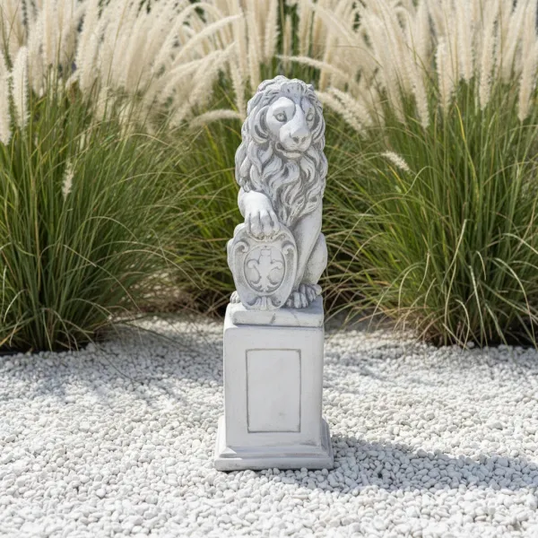 Figura ogrodowa Lew na cokole H: 87cm betonowa