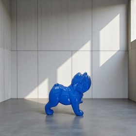 Figura Bulldog Angielski Pop-Art Royal Blue Gloss niebieska wysoki połysk żywica H: 80cm - zdjęcie 2
