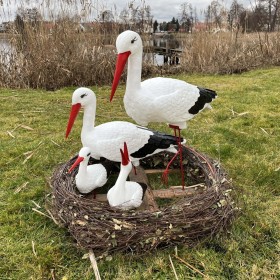 Bocian ogrodowy gniazdo bocianie 4 bociany 2x bocian duży, mały, klekot do ogrodu - zdjęcie 6