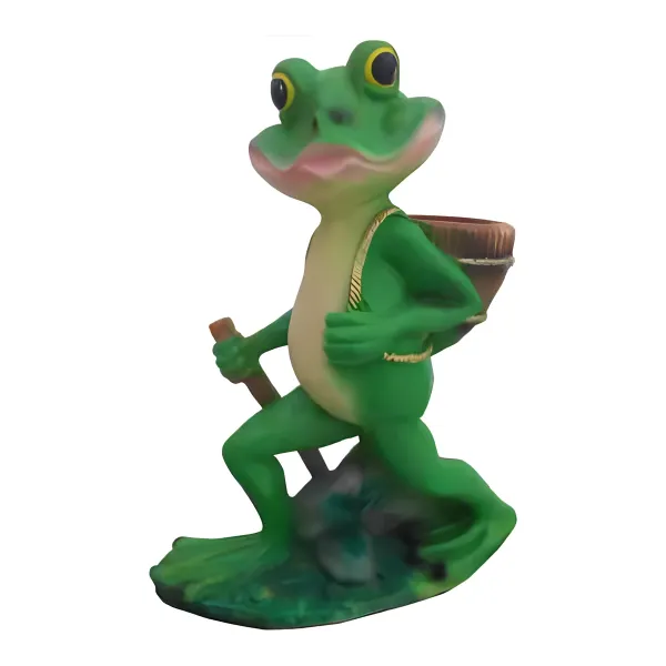 Figura dekoracyjna Żaba z wiadrem H: 47cm z żywicy