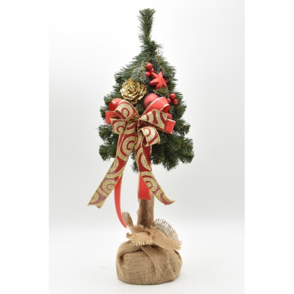 Choinka na kołeczku dekorowana 50 cm RED
