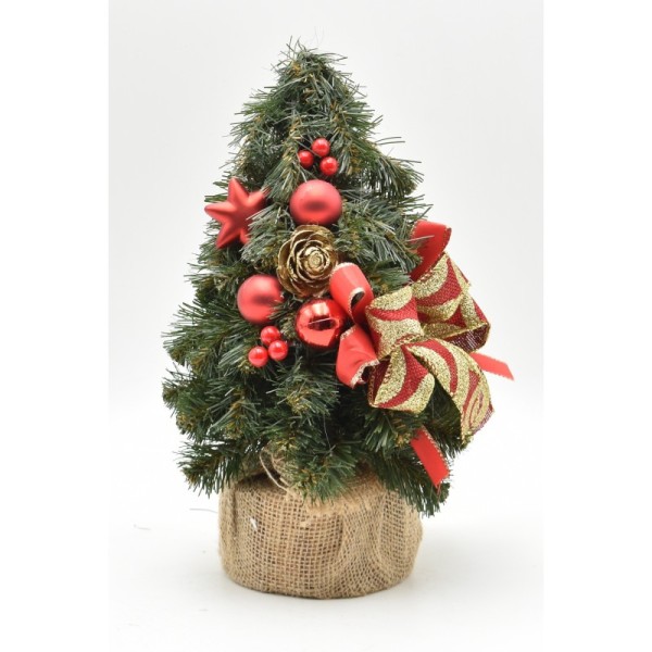 Choinka stożkowa dekorowana 30 cm RED