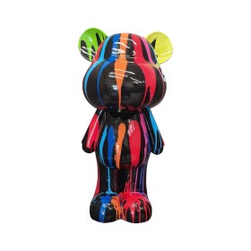 Figura Miś Pop-Art Neon Splash Black Style wielokolorowa wysoki połysk żywica - zdjęcie 2