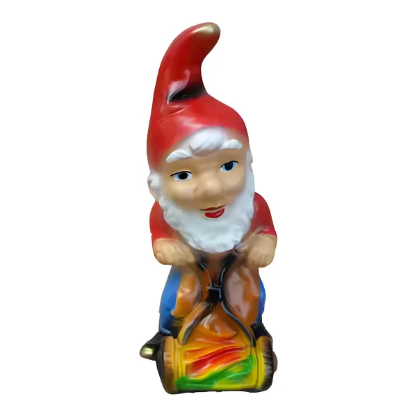 Figura dekoracyjna Krasnal na taczce H: 45cm z żywicy