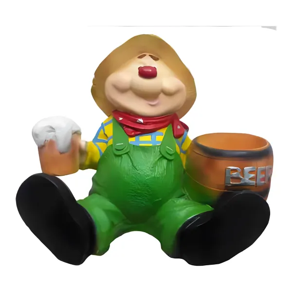 Figura dekoracyjna Krasnoludek z piwem wym. 50×37cm z żywicy