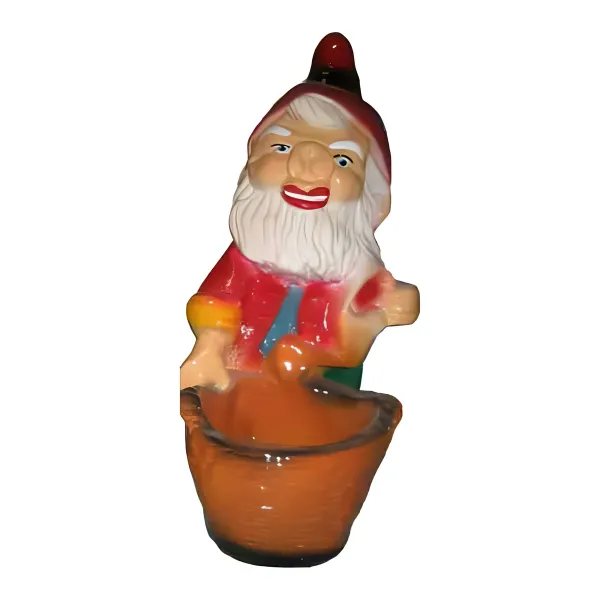 Figura dekoracyjna Krasnal przy donicy H: 35cm z żywicy