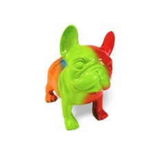 Figura dekoracyjna pies Buldog Francuski wielokolorowa żywica H: 30cm