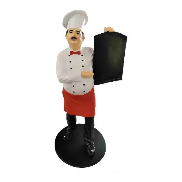 Figura dekoracyjna Kucharz z tablicą H: 140cm z żywicy