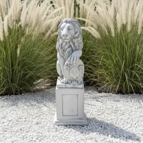 Figura ogrodowa Lew na cokole H: 87cm betonowa - zdjęcie 1