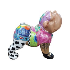 Figura Bulldog Pop-Art Mandala Patchwork multikolor wysoki połysk żywica H: 80cm