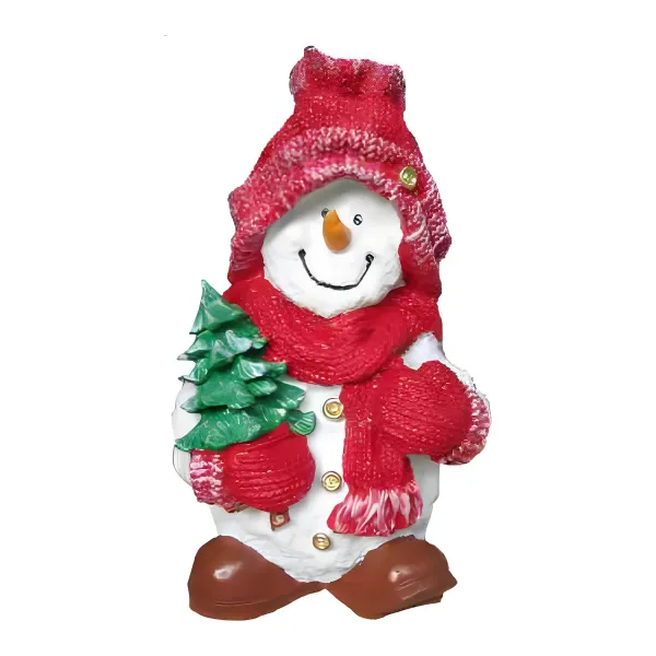Figura dekoracyjna Bałwan z choinką H: 51cm z żywicy