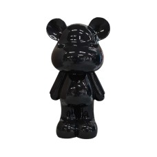 Figura Miś Pop-Art Black Gloss jednokolorowa czarna wysoki połysk żywica