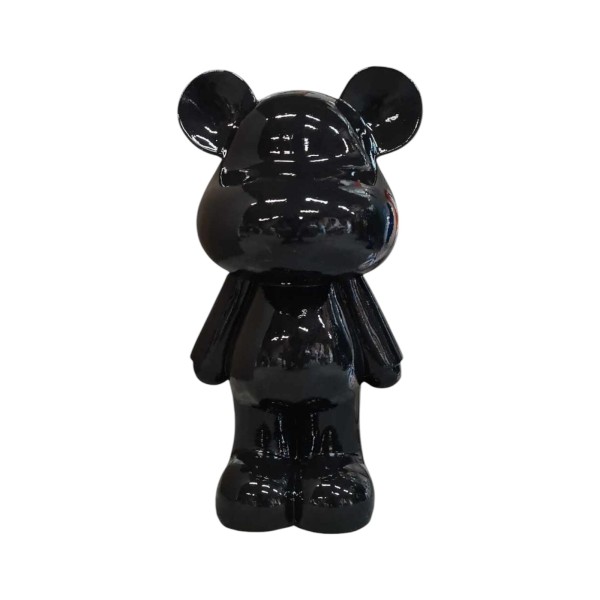 Figura Miś Pop-Art Black Gloss jednokolorowa czarna wysoki połysk żywica