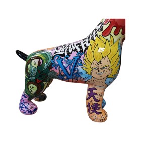 Figura Terier Pop-Art Street-Art Manga Collage wielokolorowa wysoki połysk żywica - zdjęcie 3