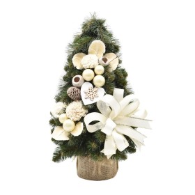 Choinka stożkowa dekorowana 40 cm ECRU - zdjęcie 1