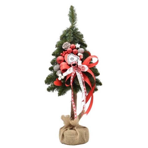 Choinka na kołeczku dekorowana 65 cm WHITE RED