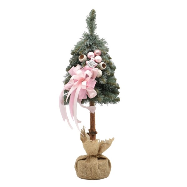 Choinka na kołeczku dekorowana srebrzysta 50 cm ROSI