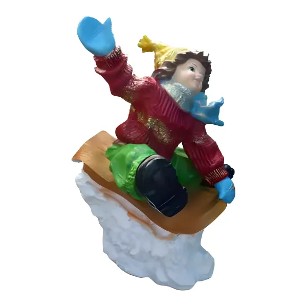 Figura dekoracyjna Dziecko na sankach H: 80cm z żywicy