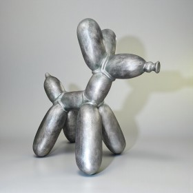 Figura Pies Balloon Dog XL Pop-Art srebrny wysoki połysk żywica H: 110cm - zdjęcie 2