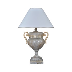 Lampa a'la marmur w kształcie szarej amfory ze złotymi wstawkami, H: 0,8m - zdjęcie 1