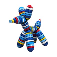 Figura Pies Pop-Art Balloon Dog XL w paski wysoki połysk żywica H: 110cm