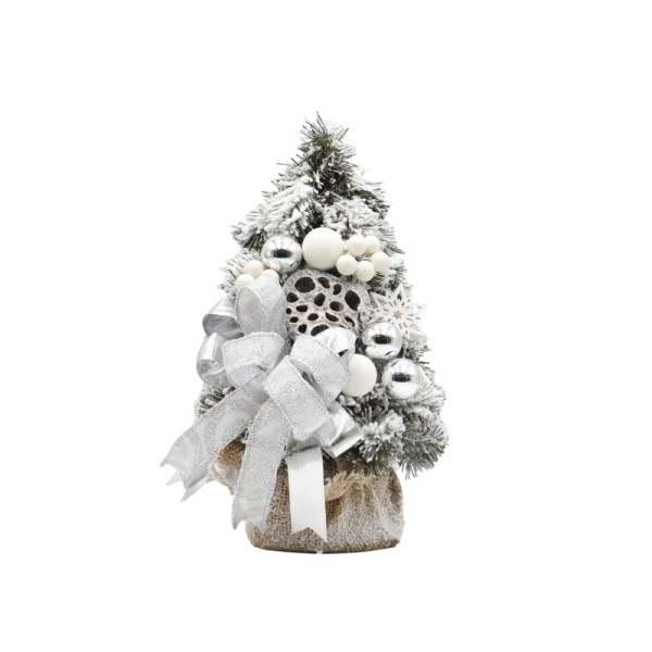 Choinka stożkowa dekorowana ośnieżona 30 cm WINTER