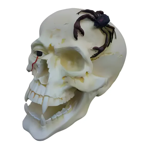 Figura dekoracyjna Czaszka z pająkiem H: 44cm z żywicy