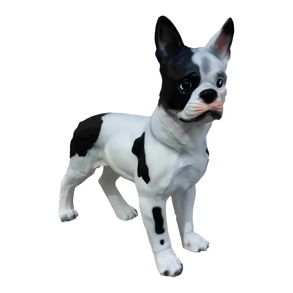 Figura dekoracyjna Pies buldog francuski czarno-biały H: 51cm z żywicy
