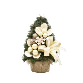 Choinka stożkowa dekorowana 30 cm ECRU - zdjęcie 1
