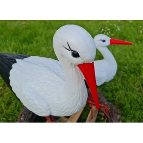 Figura ozdobna ogrodowa BOCIANIE GNIAZDO 3 BOCIANY Bocian średni, mały, klekot do ogrodu - zdjęcie 7