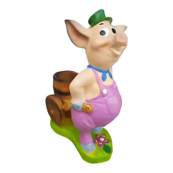 Figura dekoracyjna Świnia z taczką wym. 51×42cm z żywicy