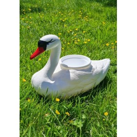 Figura ozdobna ŁABĘDŹ PŁYWAJĄCY Donica biała H: 27cm ogrodowa - zdjęcie 1